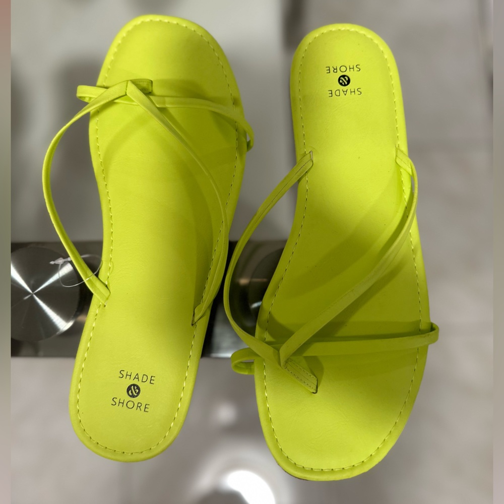 Neon green strappy sandals